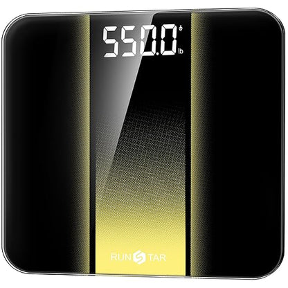 RunStar Scale for Body Weight 550lbs, 13-Inch Digital Bathroom Scale with Baby & Pet Mode, Extra-Large Bright LED Display, 8mm Tempered Glass for Accurate and Durable