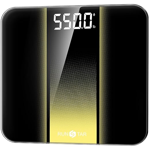 RunStar Scale for Body Weight 550lbs, 13-Inch Digital Bathroom Scale with Baby & Pet Mode, Extra-Large Bright LED Display, 8mm Tempered Glass for Accurate and Durable