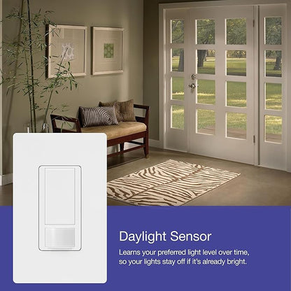 Lutron Maestro Motion Sensor Light Switch Indoor for Bathroom, Garage, Laundry Room, Closet, Occupancy Sensor Light Switch, Single-Pole, No Neutral, MS-OPS5M-IV