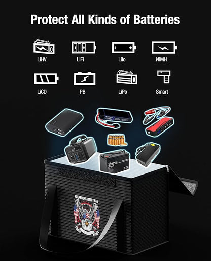 sumaxium 12V 100Ah LiFePO4 Lithium Battery Fireproof Safe Bag, Large Capacity Explosion-proof Lipo Battery Case for Charging & Storage, Waterproof Safe Box Compatible with LiTime(14x7.9x9.4 Inches)