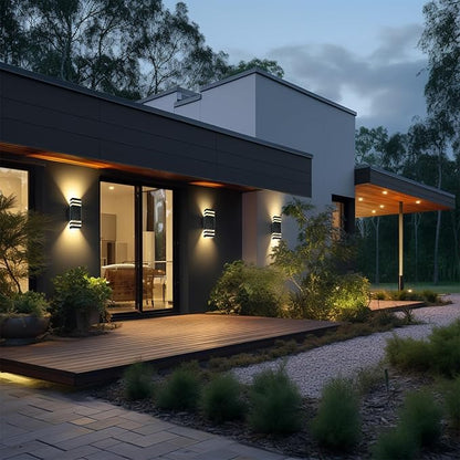 iYogaled Motion Sensor Outdoor Wall Lights with 3 Lighting Modes, Dusk to Dawn Porch Light with Bulbs Include, IP65 Waterproof Modern Black Wall Sconce for Patio, Garage, Front Door