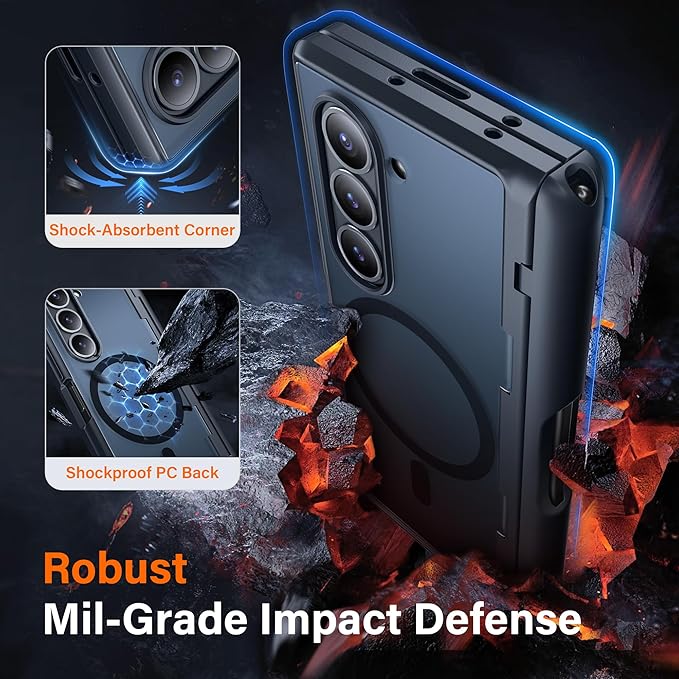 MOBOSI for Z Fold 6 Case with Privacy Screen Protector [Compatible with Magsafe], [Built-in Kickstand&Full Body Hinge Protection] Shockproof Phone Cover for Samsung Galaxy Z Fold6, Black