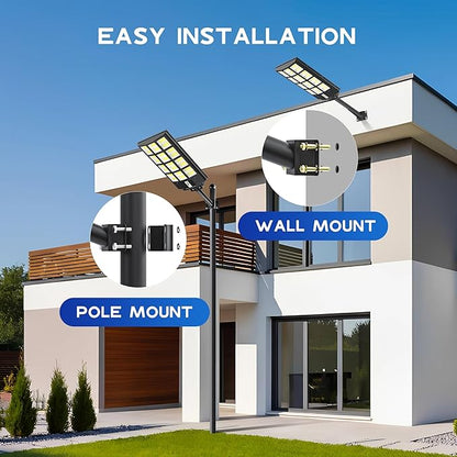 OKPRO Solar Lights Outdoor Waterproof, 8000W Solar Street Light with Motion Sensor, 7000K Dusk to Dawn Security Flood Lights IP66, Commercial Outdoor Lighting for Parking Lot, Yard, Driveway, Farm