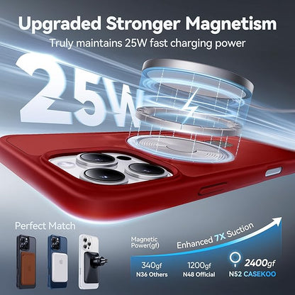 CASEKOO Designed for iPhone 16 Pro Case with Magnetic Invisible Stand [Military Drop Protection] [Compatible with MagSafe] Shockproof Slim Matte Translucent Case 6.3 Inch, Red