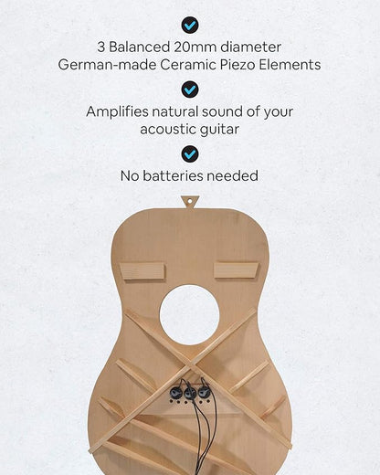 Journey Instruments Passive Piezo Acoustic Pickup – EP001K Three Balanced German-Made Passive Pickup Elements – Piezo Pickup for Acoustic Guitars (Ceramic)