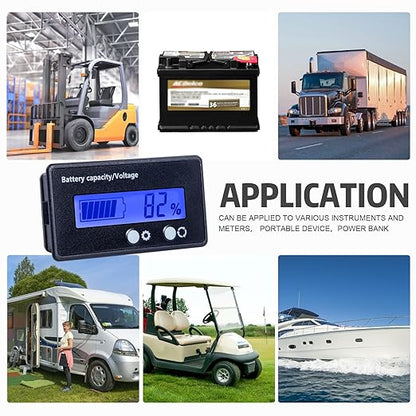 Golf Cart Battery Voltage Meter with Bracket, DC 12V 24V 36V 48V 60V 72V 84V Car Motorcycle Battery Capacity Indicator Monitor Gauge Digital Voltmeter Blue Testers for Acid&Lithium ion Meters