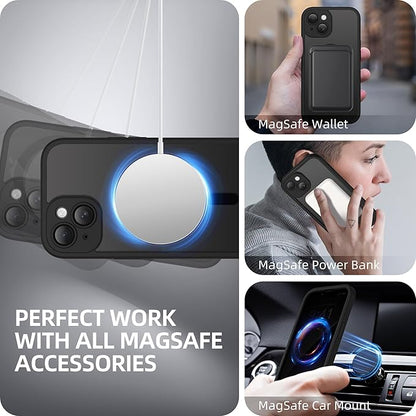 BERFY Magnetic for iPhone 14 Case, Compatible with MagSafe, Built-in Privacy Screen Protector and Upgraded Camera Protection, Anti-Spy Full Body Shockproof Phone Case for 14 6.1", Black