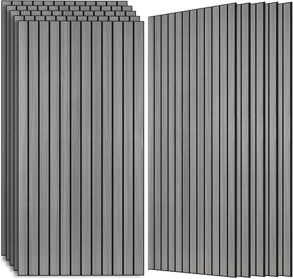 AUTORIFIC Wood Veneer Sound Panels, 10 Pack 47.2”x23.6” Wall Panels, Decorative Acoustic Panels for Walls, for Office,Home Theater,Studio,Living Room, Gray Oak(Mitred)