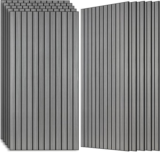 AUTORIFIC Wood Veneer Sound Panels, 10 Pack 47.2”x23.6” Wall Panels, Decorative Acoustic Panels for Walls, for Office,Home Theater,Studio,Living Room, Gray Oak(Mitred)