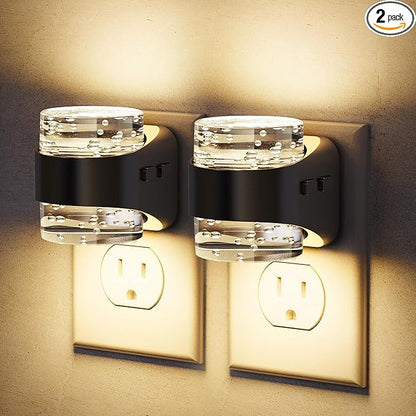 JandCase LED Night Light, Bubble Night Lights Plug into Wall, [2 Pack]Night Light Warm White 3000K & 5 Brightness Levels, Dimmable Nightlight with Dusk to Dawn Sensor for Bathroom Hallway Bedroom