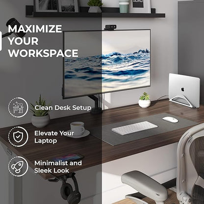 HumanCentric Vertical Laptop Stand for Desks in Silver Color, Upright Adjustable Holder to Dock Apple MacBook Stand, and Other Laptops to Organize Work & Home Office, Automatic Grip