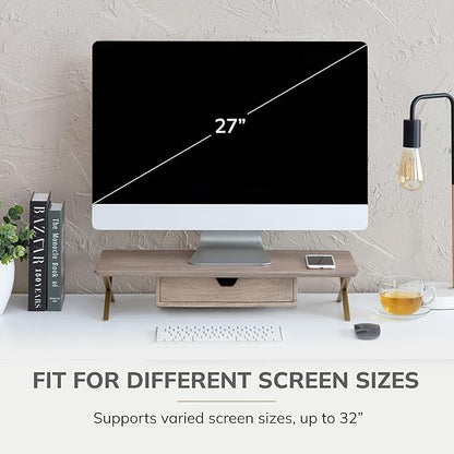Anji Mountain Monitor Stand - Desktop Organizer & Laptop Riser, Ergonomic Monitor Riser, Space-Saving Monitor Stand for Desk, Durable Construction, Easy Assembly, Ideal for Home & Office,Biscotti