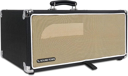 Sound Town Vintage 4U Amp Rack Case, 12.5" Depth with Rubber Feet, Dust Cover, Kickstand, Black (STVRC-4BK)