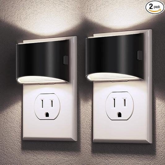 DORESshop LED Night Light[2 Pack], Night Lights Plug into Wall, 3 Level Brightness Adjustable Plug in Night Light, Dusk to Dawn Sensor, Nightlights for Adults, Bedroom, Bathroom, Hallway, 5000K