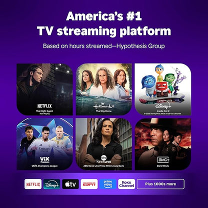 Roku Streaming Stick Plus 2025 - 4K & HDR Roku Streaming Device for TV with Voice Remote - Free & Live TV