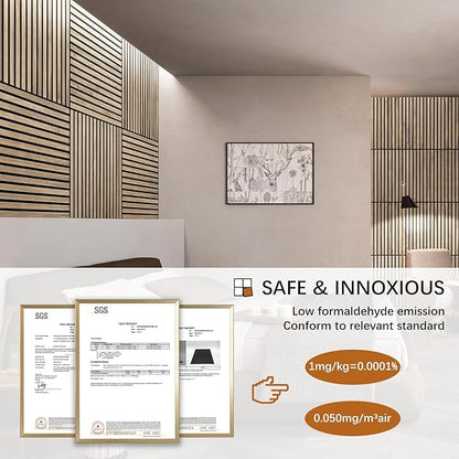 ARMURO Acoustic Wood Panels for Wall 4-Pack - Natural Oak Veneer Soundproof Panels for Home & Office, 23.6" Wood Wall Panels with Noise Reduction (23.6" W x 23.6" L)