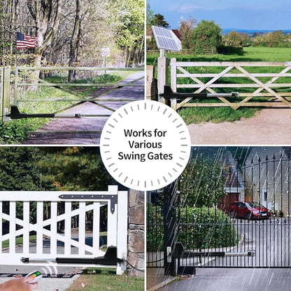 TOPENS AT12131S Solar Single Swing Gate Opener Heavy Duty Automatic Gate Motor for Single Swing Gates Up to 18ft, Electric Driveway Gate Operator AC Powered with Solar Panel Remote Control Kit