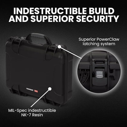 NANUK 910 Hard Case with Customizable Cubed Foam, IP67 Waterproof, Dustproof and Impact Resistant, 14.3” x 11.1” x 4.7”, Rugged Construction for Ultimate Protection, Made in Canada – Black