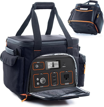 FRECOLSH Travel Carrying Case Compatible with Jackery 500, Portable Power Station Storage Case with Water- proof Bottom and Pocket for Jackery Accessories, Storage Bag Only