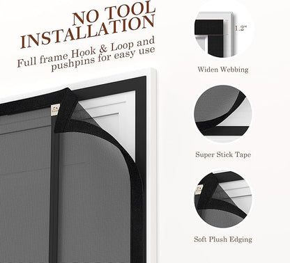 Yotache Left Right Side Opening Screen Doors with Magnets Fits Door Size 36 x 80, Reinforced Sewing Magnetic Mesh, Actual Screen Size 38" x 81" Black