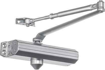 Dynasty Hardware Door Closer, Grade 1 Heavy Duty Commercial Hydraulic Closer, Self-Closing, Adjustable Spring Size 1-4, ADA Compliant, Surface Mount, Sprayed Aluminum, Series 1614