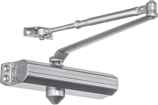 Dynasty Hardware Door Closer, Grade 1 Heavy Duty Commercial Hydraulic Closer, Self-Closing, Adjustable Spring Size 1-4, ADA Compliant, Surface Mount, Sprayed Aluminum, Series 1614