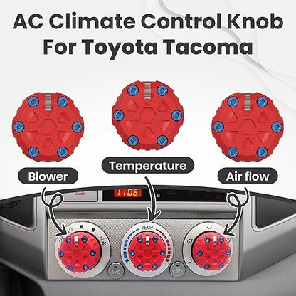 2nd Gen Tacoma Accessories AC Knob Upgrade - 2005,2006,2007,2008,2009,2010,2011,2012,2013,2014,2015 Tacoma Climate Control Dial Mods Set - 2nd Gen Tacoma Mods - for Toyota Interior Replacement Kit