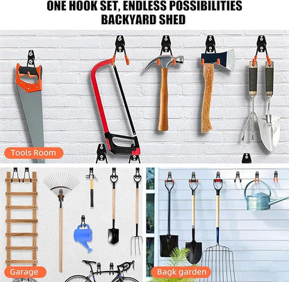 CRXCRC Garage Hooks, 6 Pack Large Round Wall Hooks for Hanging Heavy Duty Ladders, Bikes, Tools Ideal for Garage, Garden, Basement Utility Room Storage (Orange)