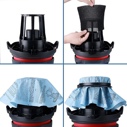 Shop-Vac 90107 Paper Disc Filter and 90585 Foam Sleeve Filter, for Most Shop-Vac Wet/Dry Vacuum Cleaners 5 Gallon and Above, Replacement Parts #9010700, 9013700,9058500, 6 Pack