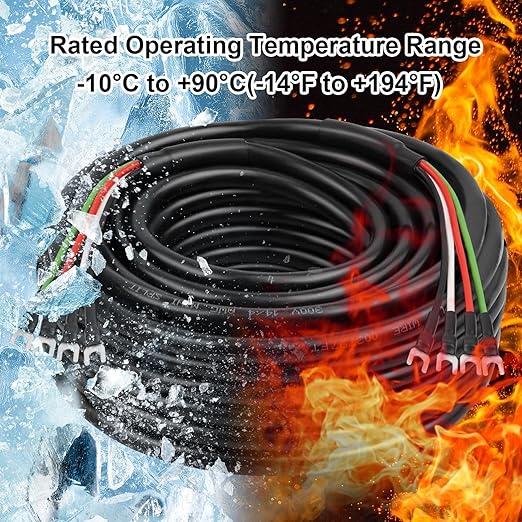 MOOKEERF 14/4 AWG Mini-Split Cable - 150FT 14 AWG 4 Conductor Control Cable 300V Stranded Oxygen-Free Pure Copper Wire for Mini Split Air Conditioner,Heat Pump,HVAC Systems and Speaker Systems