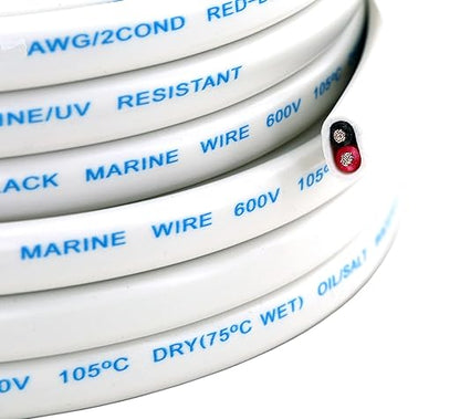 GS Power 100Ft Duplex Marine Wire, 12 Gauge Wire, Oxygen-Free Tinned Copper 12 AWG Electrical Boat Wiring, Sheathed Copper Marine Grade Electrical Cable for Boat Automotive RV Camper Trailer