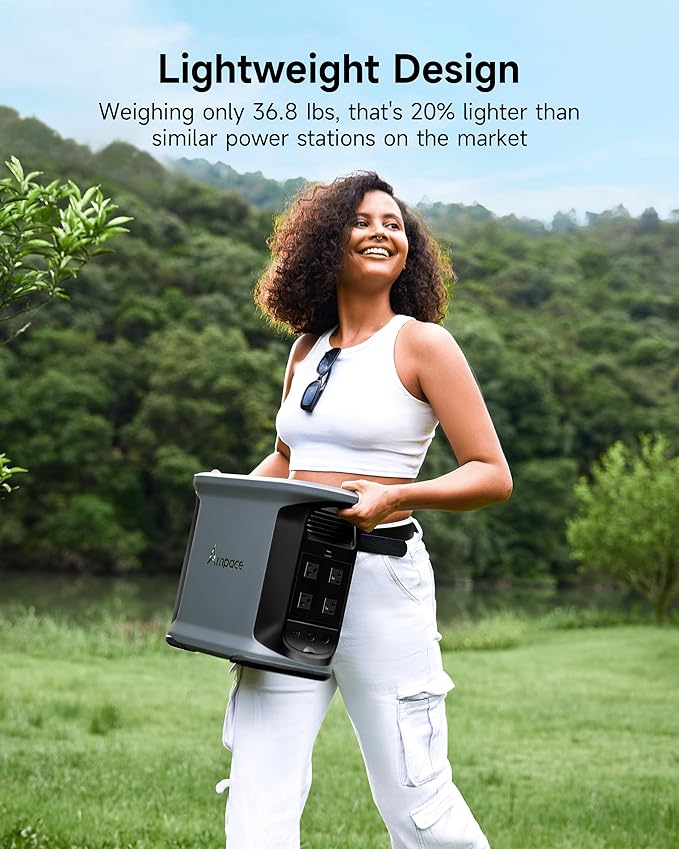 AMPACE Andes 1500 Power Station 2400W(Surge 3600W) Solar Generator with 2x200W Solar Panels, 1462Wh Solar Power Station, 1800W A-Boost Fast Charging, APP Control, Emergency Power for Home Use