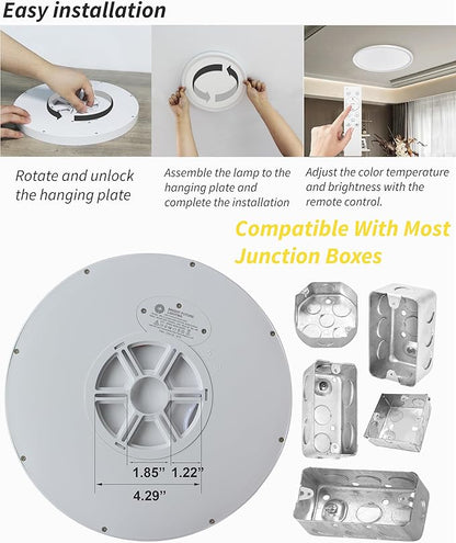 4Pack 12 Inch Remote Control Dimmable LED Flush Mount Ceiling Light Panel,24W 2520LM,2700K-6000K Adjustable Color,Ultra Thin Round White Ceiling Light Fixture for Hallway Kitchen Bedroom Home Office