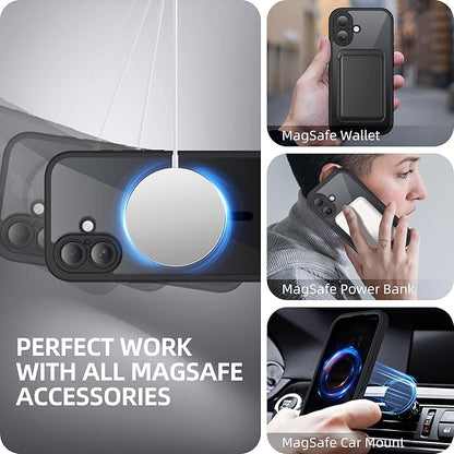 BERFY Magnetic for iPhone 16 Plus Case, Compatible with MagSafe, Built-in Privacy Screen Protector and Upgraded Camera Protection, Anti-Spy Full Body Shockproof Phone Case for 16 Plus 6.7", Black