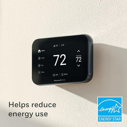 Honeywell Home X8S Smart Thermostat with Room Sensor, Video Doorbell Compatibility, IAQ Control, and Customizable Touchscreen Display, Black