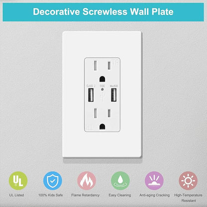 MLLIZH 20 Pack 1-Gang Screwless Wall Plate, Outlet Cover Plates, 4.57” H x 2.76” L, for Light Switch, Dimmer, GFCI, USB Outlet