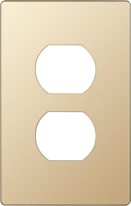 ENERLITES Elite Series Duplex Outlet Receptacle Cover, Screwless Wall Plate, Standard Size, 1-Gang 4.68" x 2.93", Unbreakable Polycarbonate Thermoplastic, UL Listed, SI8821-GD, Gold