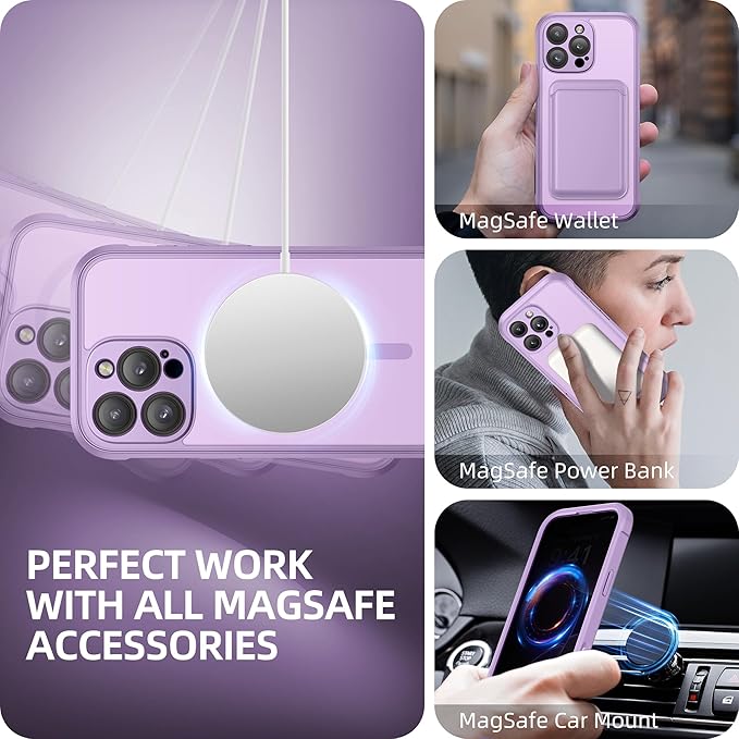 BERFY Magnetic for iPhone 16 Pro Case, Compatible with MagSafe, Built-in Privacy Screen Protector and Upgraded Camera Protection, Anti-Spy Full Body Shockproof Phone Case for 16 Pro 6.3", Light Purple