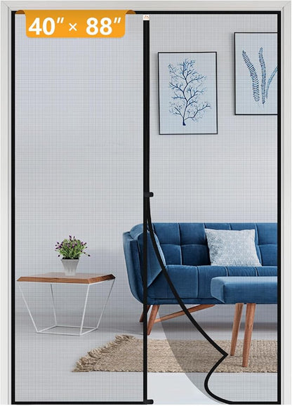 Yotache Magnetic Screen Door Fits Door Size 40 x 88, Screen Size 42" x 89" Door Screen Magnet for Walk Through Sliding Door Black