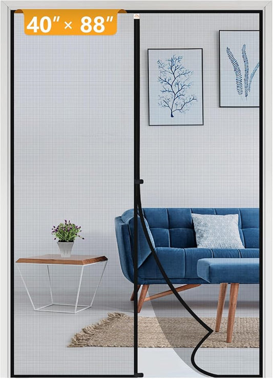Yotache Magnetic Screen Door Fits Door Size 40 x 88, Screen Size 42" x 89" Door Screen Magnet for Walk Through Sliding Door Black