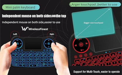 Wireless Mini Keyboard Remote Control Touchpad Mouse Combo Controller with RGB Backlit for Android TV Box Smart TV with OS+USB PC Computer Laptop Window OS HTPC Home Theater PC + USB 2.4GHz Dongle