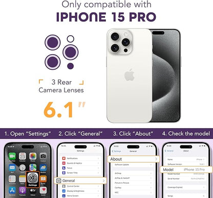 Magnetic for iPhone 15 Pro Case, Compatible with MagSafe, Built-in Privacy Screen Protector and Camera Protection, Anti Spy Full Body Dustproof Shockproof Hard Phone Case 6.1", Purple