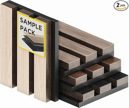 Samples-Pack Acoustic Slat Wall Panels - Soundproof Wood Paneling for Interior Decor