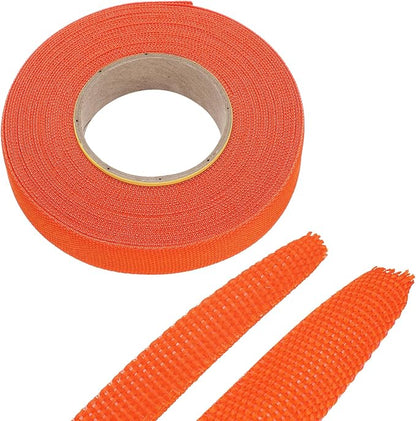 MECCANIXITY Braided Cable Sleeves Heat Shrinkable Fabric Sleeving, 1/2" 33ft Orange 2:1 Ratio Heat Shrinkable Cord Protector for Harness Cable, Network Cable Protection, Cable Management