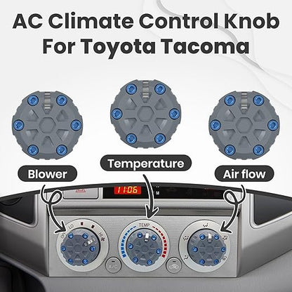 2nd Gen Tacoma Accessories AC Knob Upgrade - 2005,2006,2007,2008,2009,2010,2011,2012,2013,2014,2015 Tacoma Climate Control Dial Mods Set - 2nd Gen Tacoma Mods - for Toyota Interior Replacement Kit