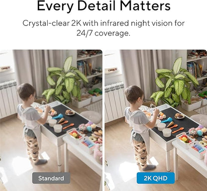 ULTICAM Dot 2K QHD Wireless Smart Security Camera, 170° Wide Angle, AI Human Detection, 2 Way Audio, Night Vision, Free 7 Day Cloud Storage, Indoor/Outdoor, 2.4Ghz Only