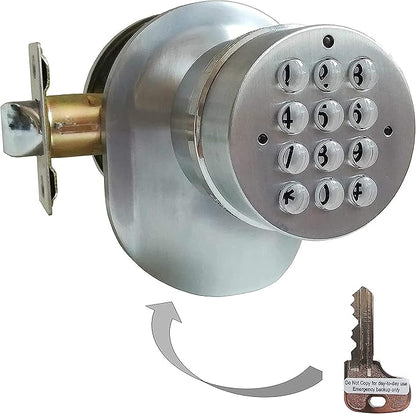 SoHoMiLL® Electronic Keypad Door Knob SoHo Mill® and Lock Set with Backup Mechanical Key (Spring Latch Lock; Not Deadbolt; Not Phone Connected), Single Front keypad YL 99 Upgraded Model-B