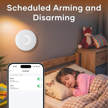 tolviviov WiFi Smart Door/Window Alarm System 8-Piece Kit – App Alerts, Compatible with Alexa, No Monthly Fee, Expandable DIY Wireless Home Security, 1 Siren, 5 Sensors & 2 Remotes (8 Pack)