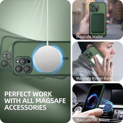 BERFY Magnetic for iPhone 16 Pro Case, Compatible with MagSafe, Built-in Privacy Screen Protector and Upgraded Camera Protection, Anti-Spy Full Body Shockproof Phone Case for 16 Pro 6.3", Green