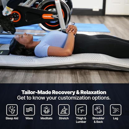 GhostBed Massage Mat with 3" Gel Memory Foam - 7 Full-Body Massage and Stretching Programs, Plus Vibration and Heat Therapy, Charcoal Grey